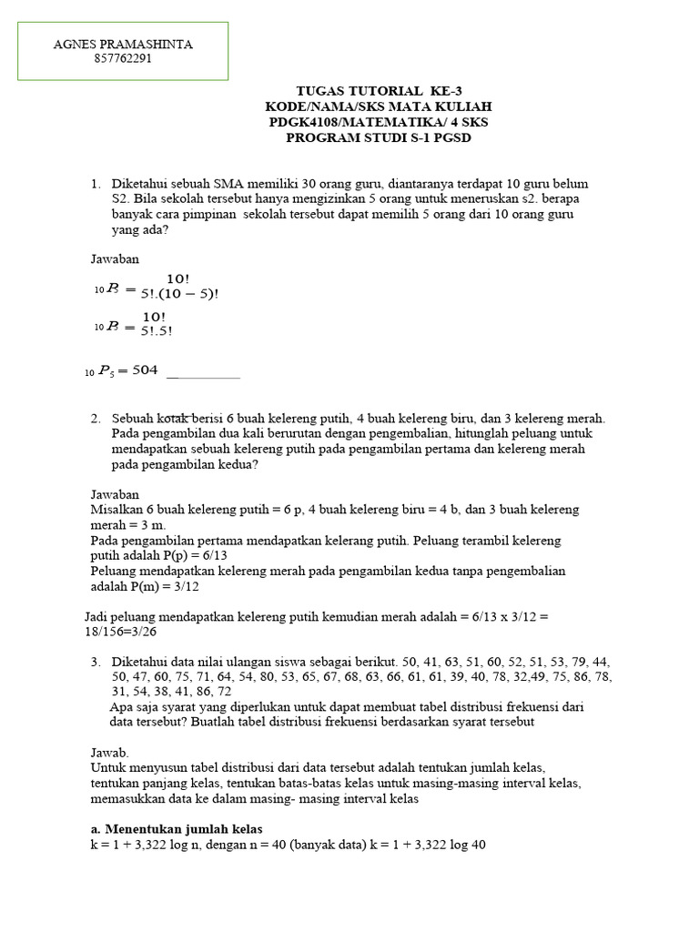 Tugas Tutorial Ke 3 PDGK4108 | PDF