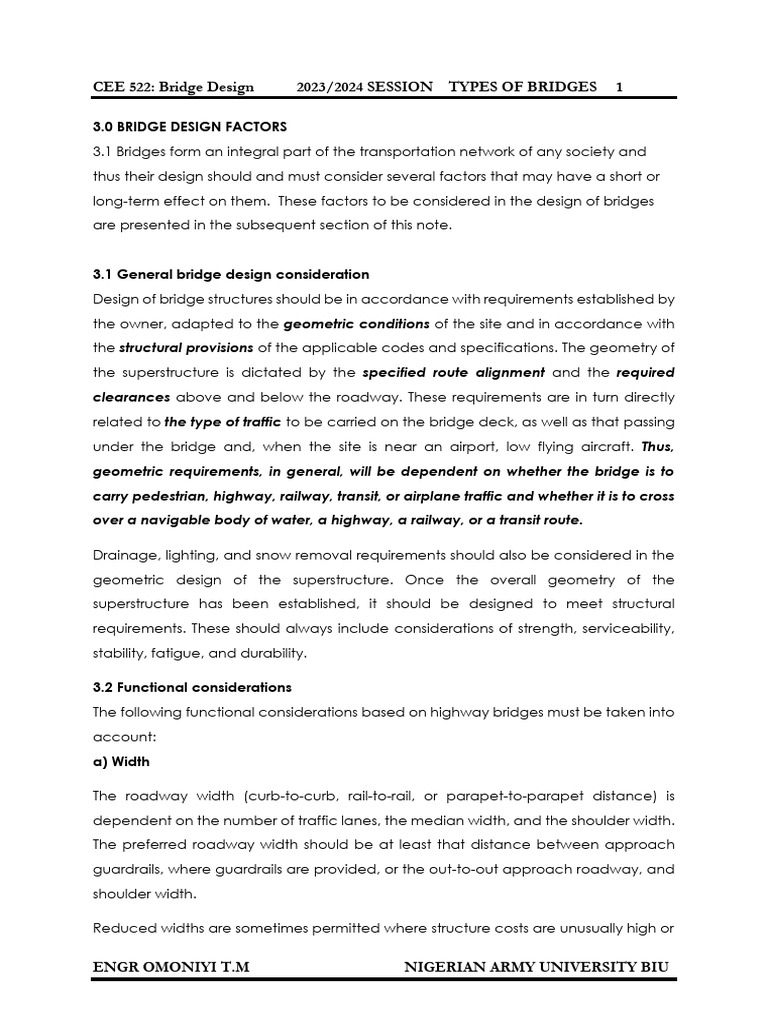 Bridge Design Considerations and Standards | PDF