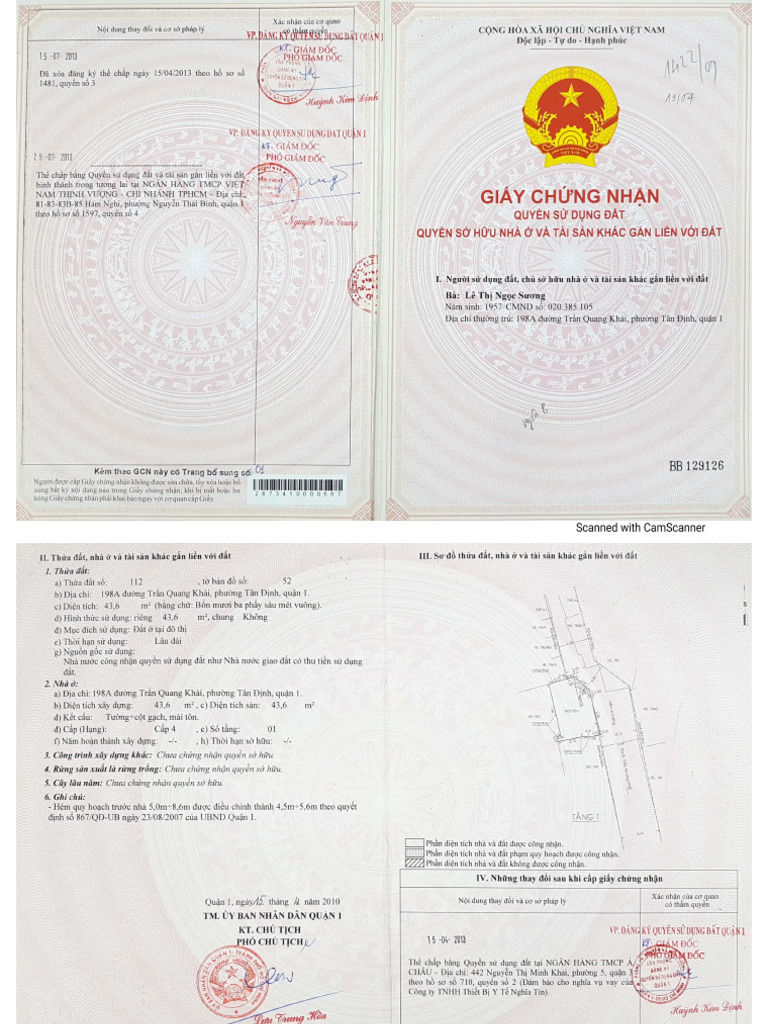 Sổ Hồng Căn 198A Trần Quang Khải Q1 TPHCM | PDF