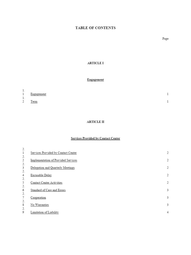 Call Center Contract PDF Legal Liability Indemnity Call Center Contract PDF Legal Liability Indemnity