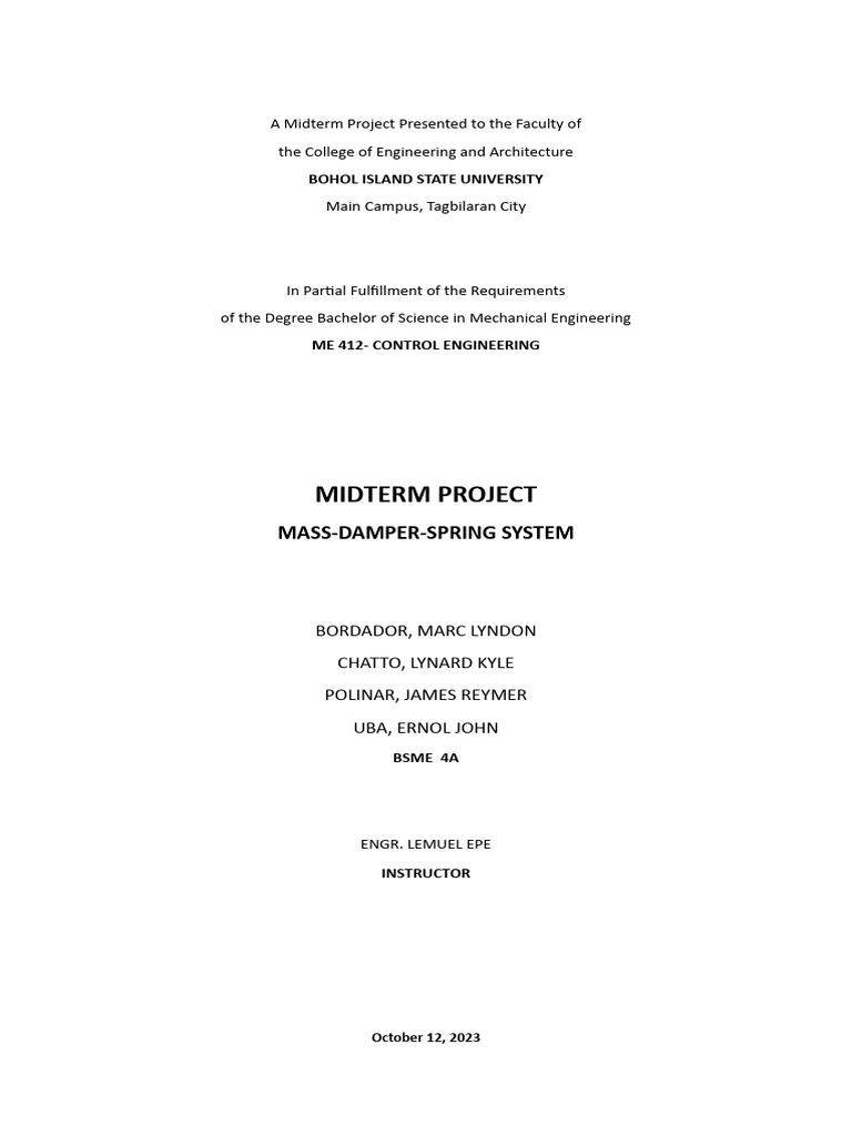 Mass-Damper-Spring System Analysis | PDF | Damping | Force