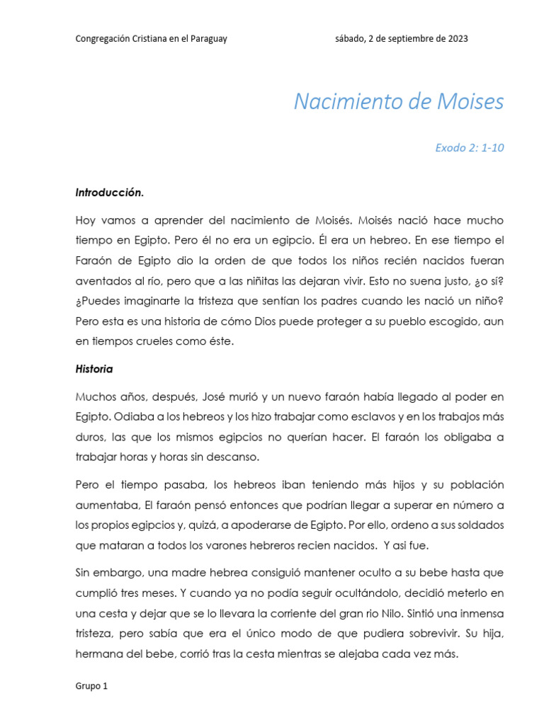 Nacimiento de Moises | PDF | Moisés