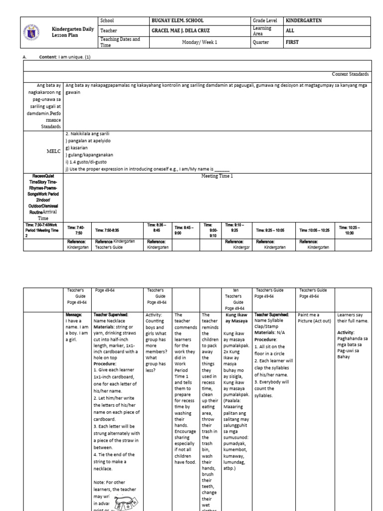 Kinder Week1 Day1 Pdf