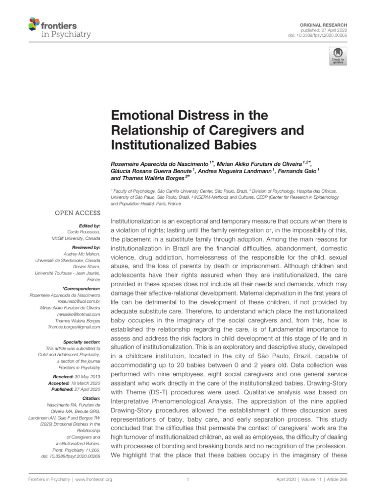 Emotional Distress in The Relationship of Caregivers and ...