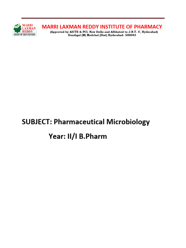 Pharmaceutical Microbiology Lab Manual PDF