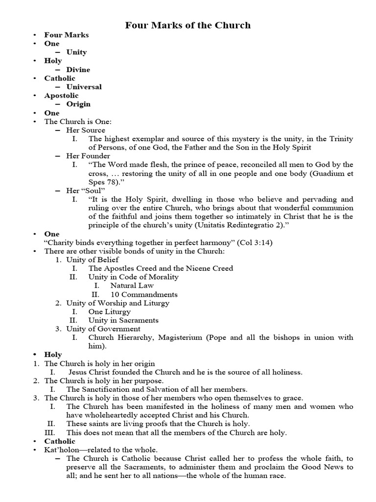 Four Marks of The Church | PDF | Catholic Church | Jesus