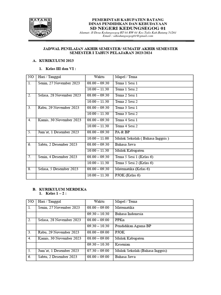 JADWAL UAS SEMSETER 1 20232024 PDF