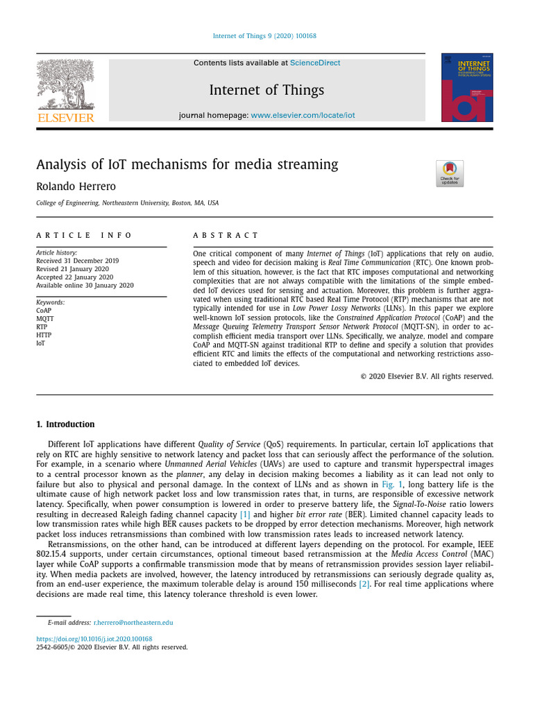 Analysis of IoT Mechanisms For Media Streaming | PDF | Computers
