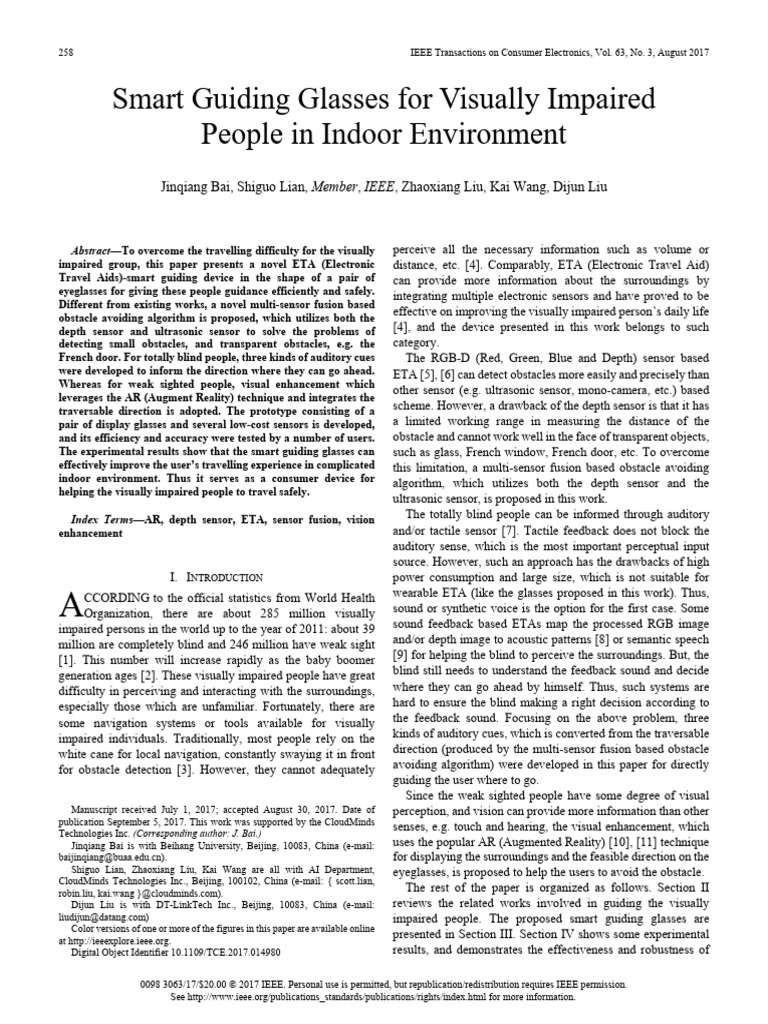 Smart Glasses for the Visually Impaired | PDF