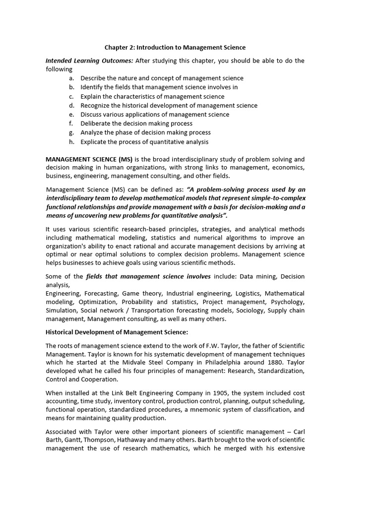 Introduction To Management Science | PDF | Operations Research ...