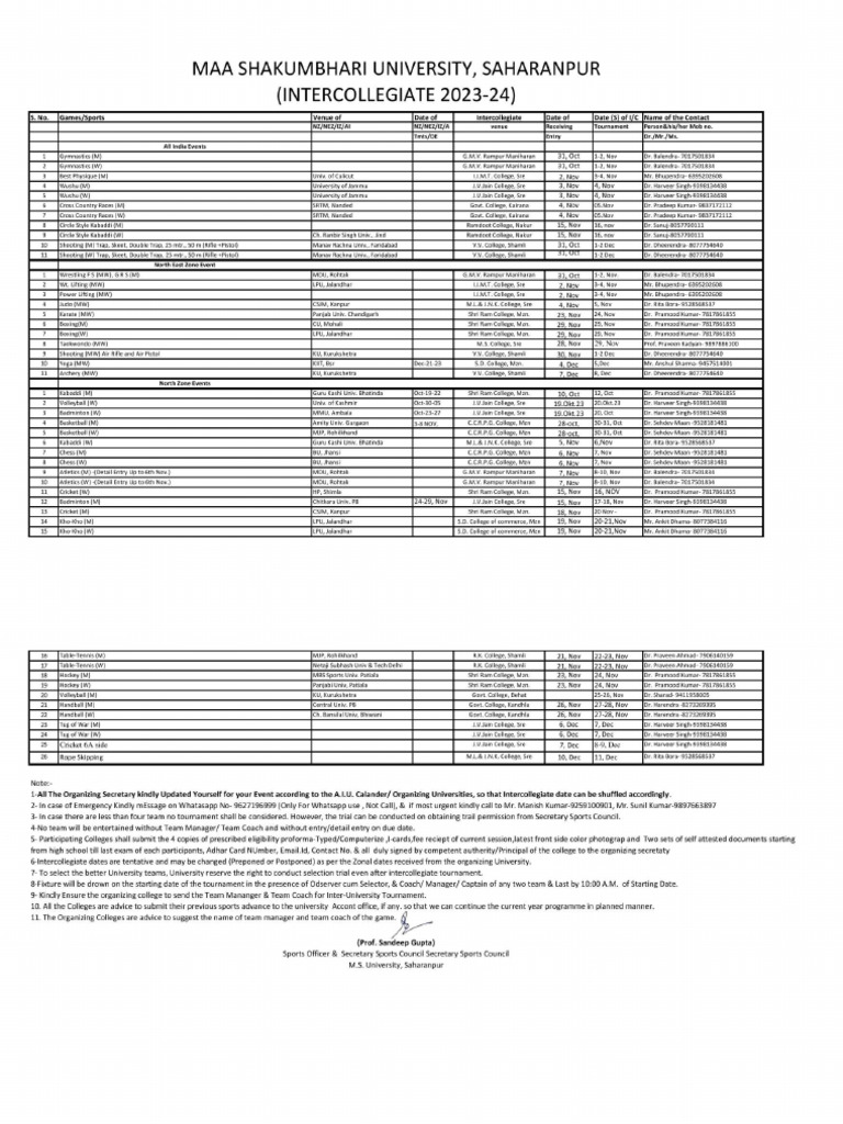 University Sports Calander202324 PDF