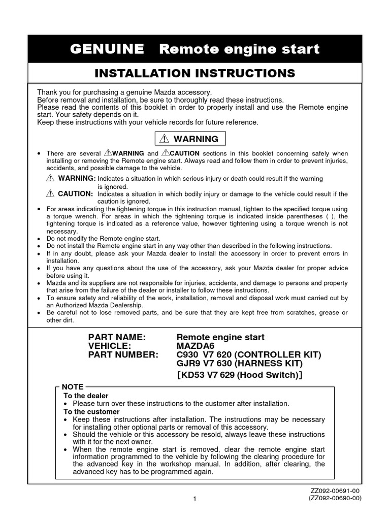 2014 Mazda 6 Remotestart PDF Electrical Connector Screw
