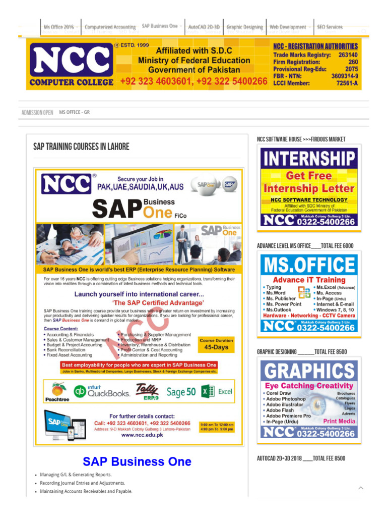 SAP Training Courses in Lahore SAP Business One Training Download