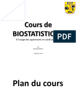Cours de Biostatique Année Académique 2018 - 2019 ESP