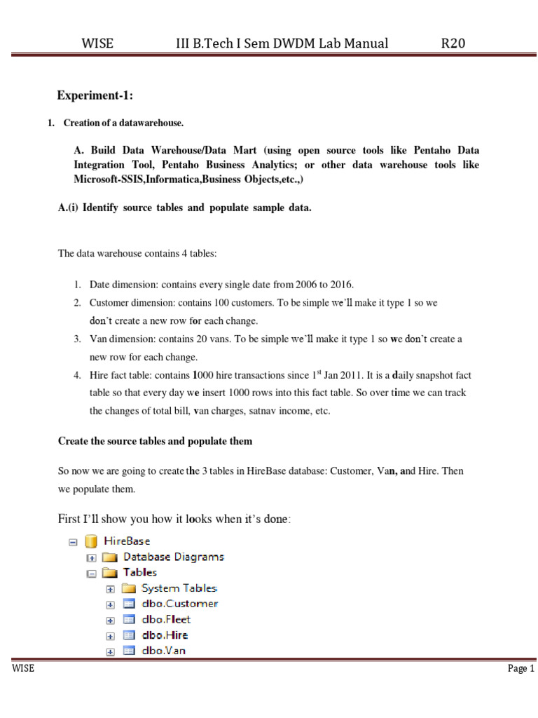 DWDM Lab Manual R20 Overview | PDF | Data Warehouse | Software Engineering