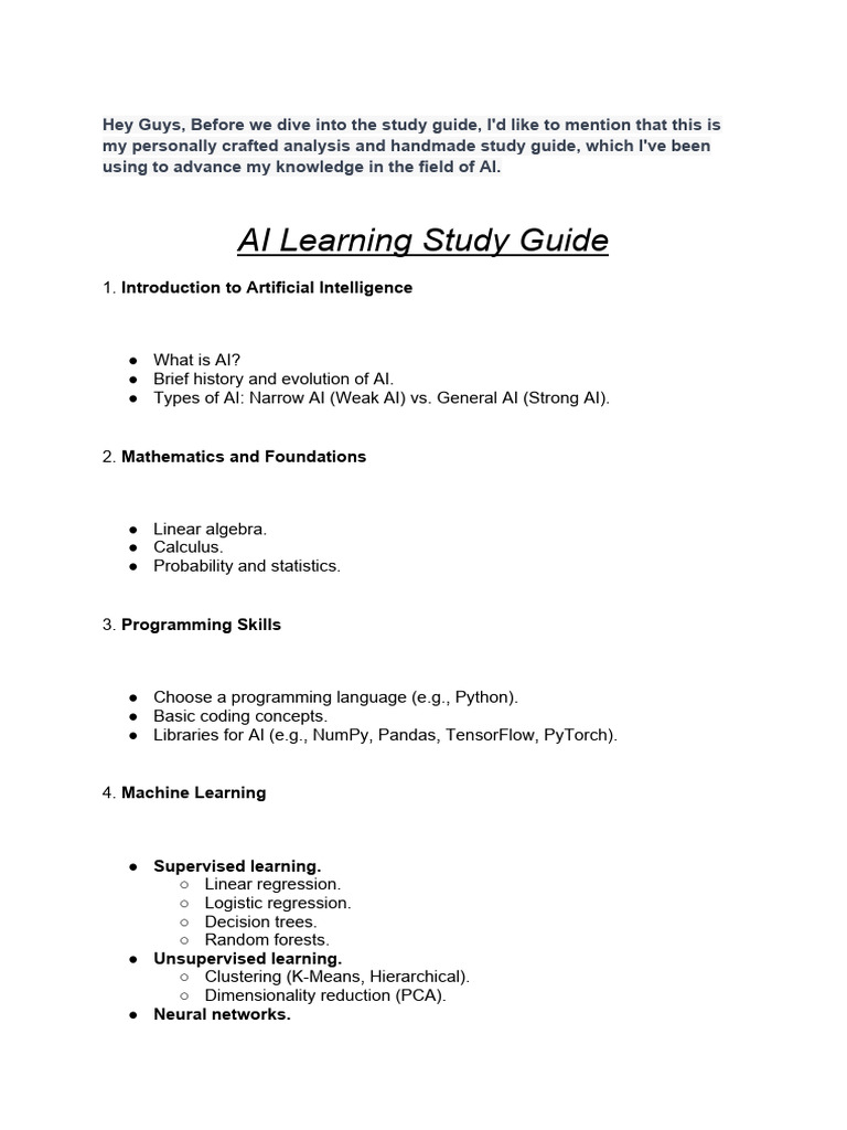 AI Learning Study Guide Overview | PDF | Artificial Intelligence ...