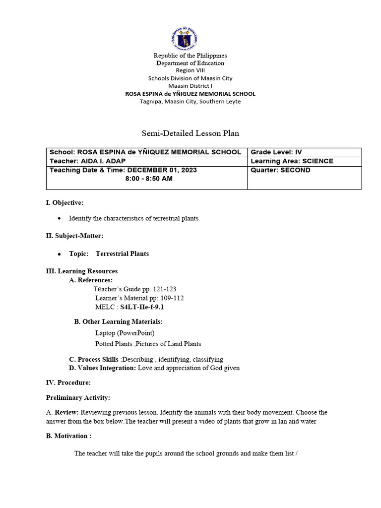Semi detailed in science 4 docx december 1 docxfp pdf