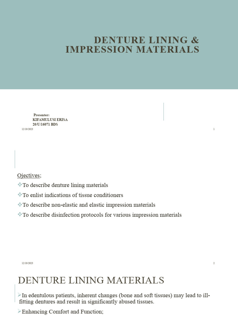 Denture Lining Materials & Impression Materials PDF Dentures