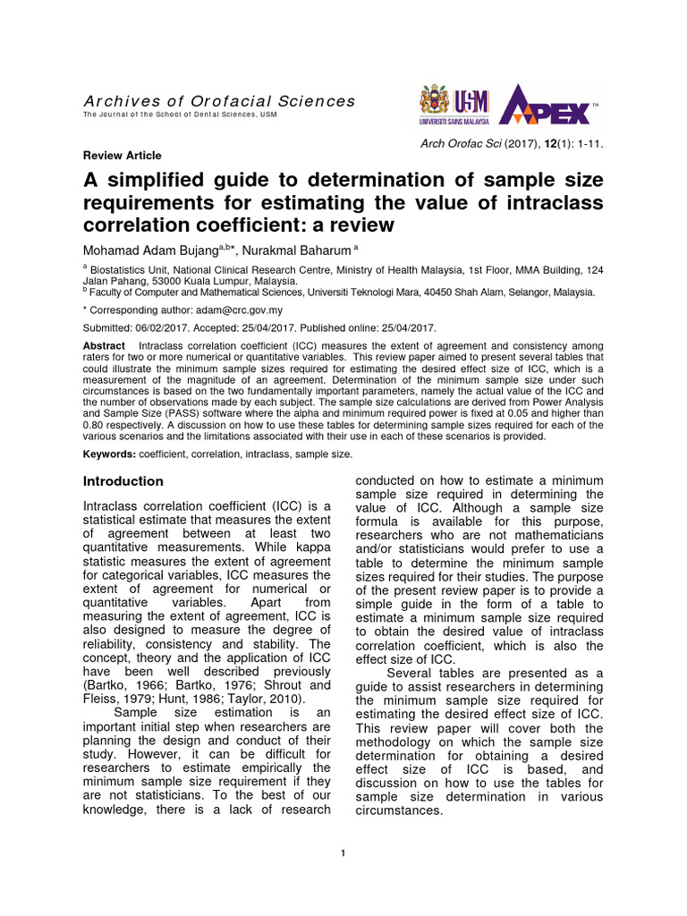Sample Size Guide for ICC Estimation | PDF | Statistics | Effect Size