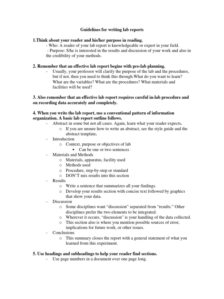 Guidelines Lab Report | PDF | Data | Experiment