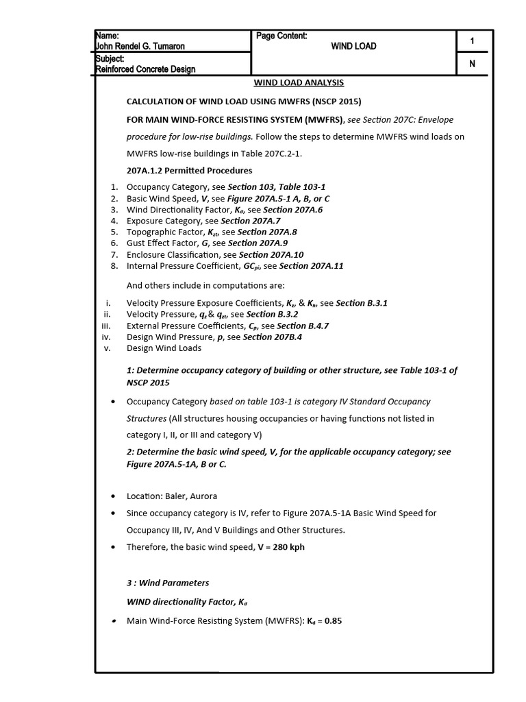 NSCP 2015 Wind Load Calculation Guide | PDF | Windward And Leeward | Wound