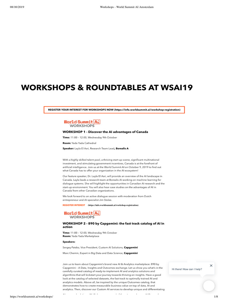 Workshops World Summit Ai Amsterdam Pdf Artificial Intelligence