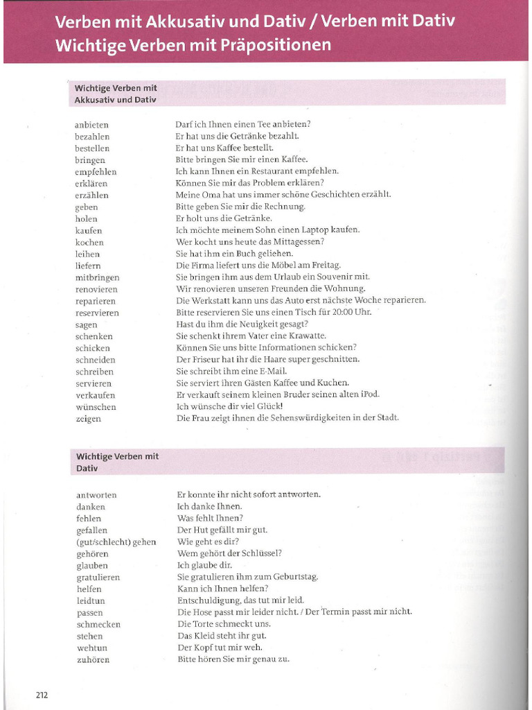 Grammatik - Verben Mit Dativ AKK Liste - 231102 - 072604 | PDF