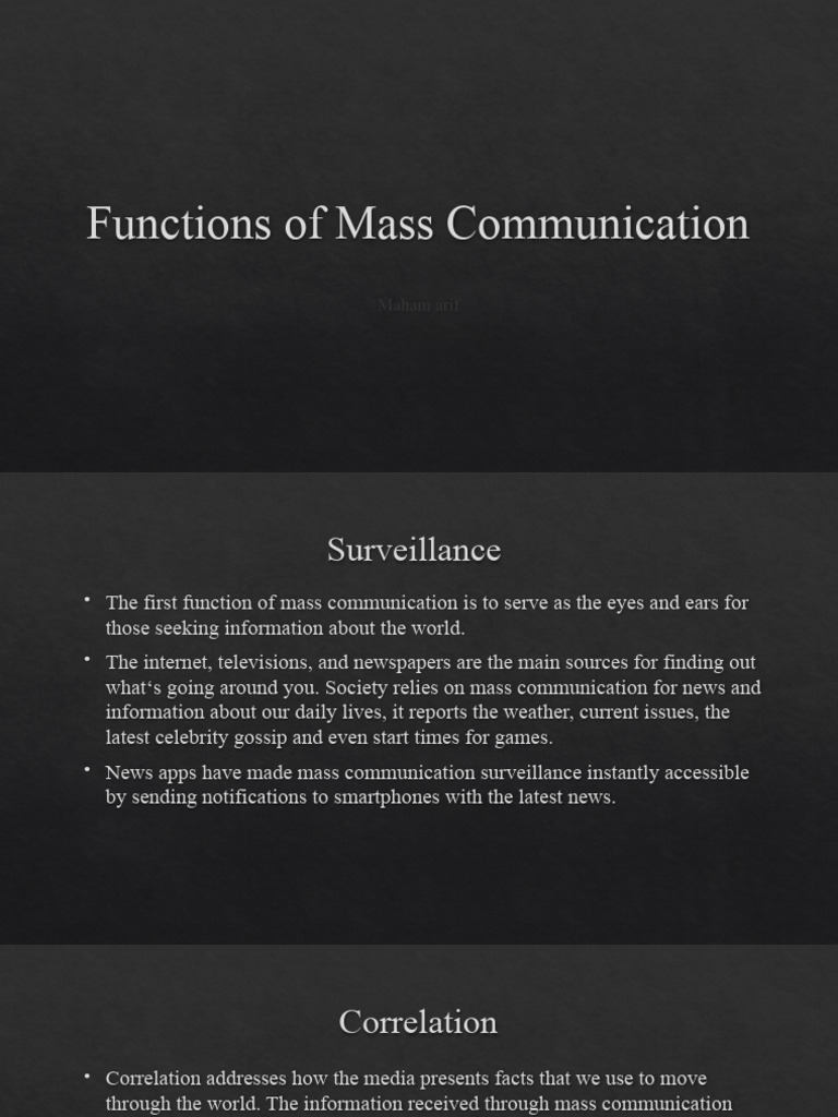 Functions of Mass Communication Explained | PDF | Mass Media | Persuasion