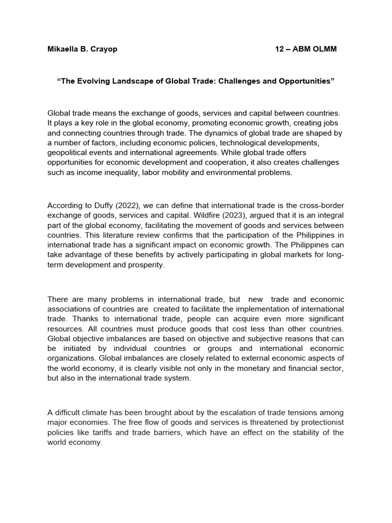 Global Trade: Challenges and Opportunities | PDF | Economic ...