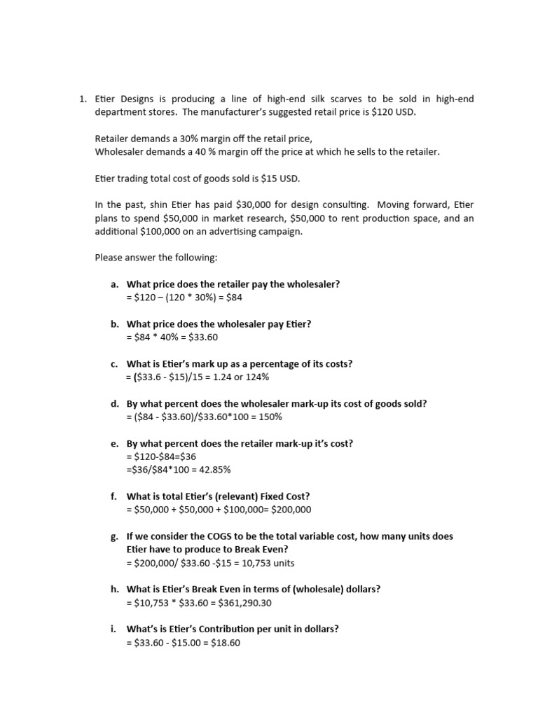 Marketing Maths Assignment | PDF | Business Economics | Economies