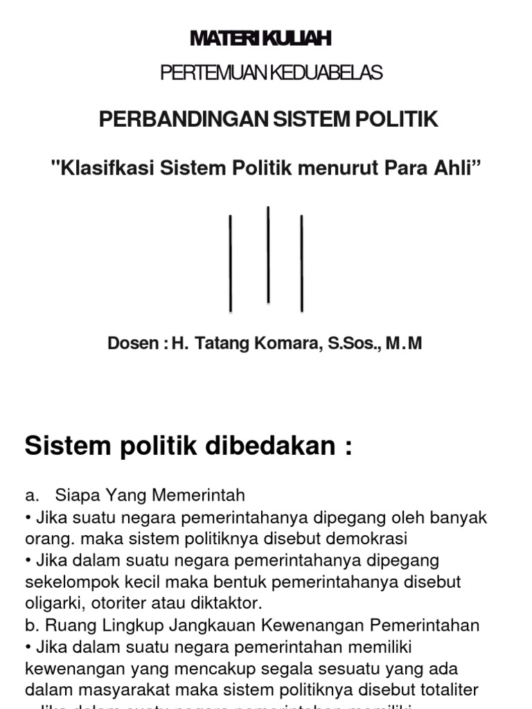 Klasifikasi dan Dinamika Sistem Politik | PDF | Politik | Sejarah