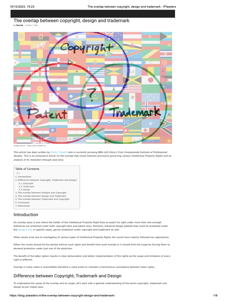 Image showcasing The Overlap Between Copyright, Design and Trademark - IPleaders | PDF