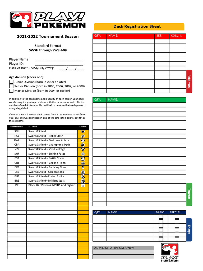 Pokémon Deck Registration Form | PDF | Pokémon | Video Games