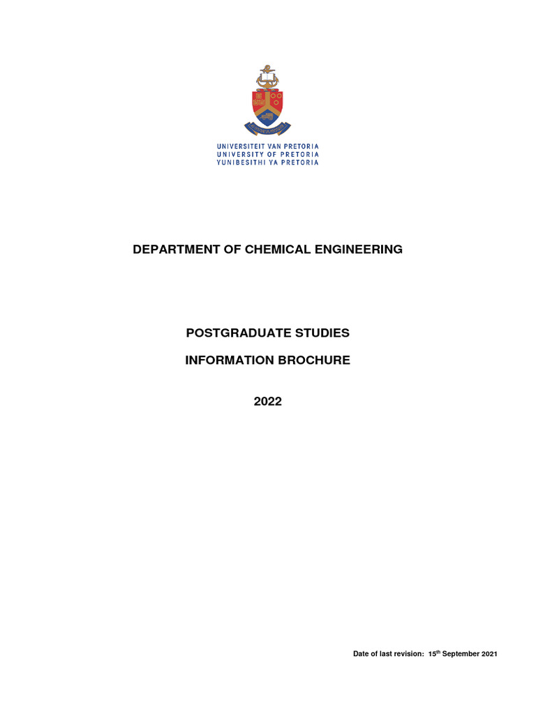 Postgraduate Studies in Chemical Engineering | PDF | Academic Degree ...