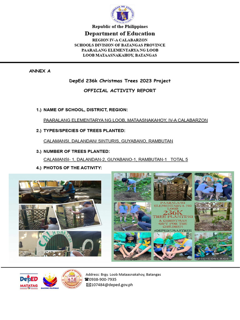 DepEd Batangas Tree Planting Report | PDF