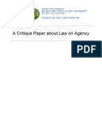 A Critique Paper About Law On Agency