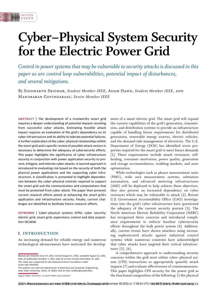 Smart Grid Cybersecurity Insights | PDF | Computer Security | Security