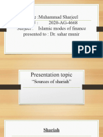 Muhammad Sharjeel (2020-Ag-4668) Presentation Topic Source of Shariah