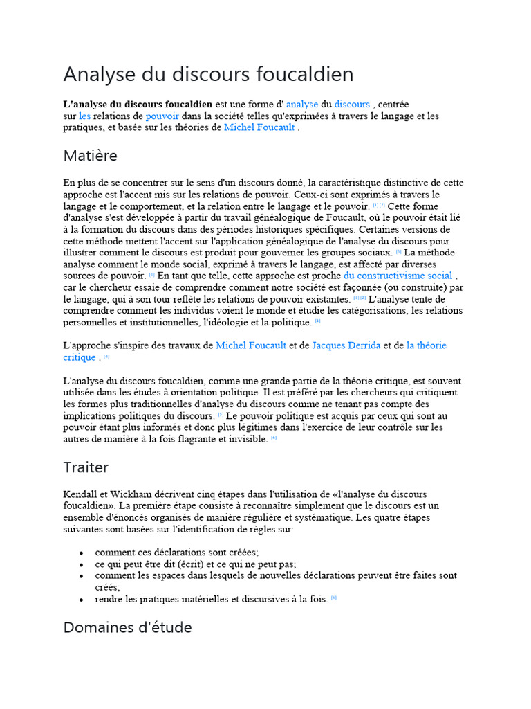 Analyse du discours foucaldien | PDF | Michel Foucault | Théorie critique