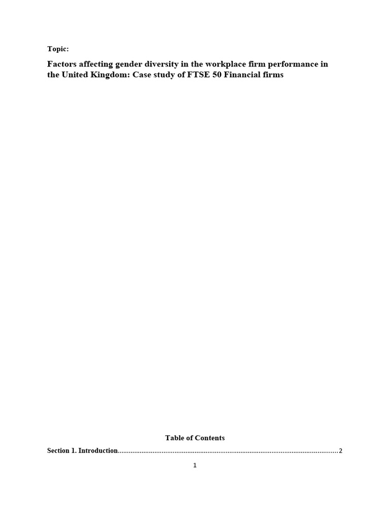 Factors Affecting Gender Diversity in The Workplace Firm Performance in ...