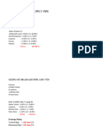 Sizing of Water Supply Drainage Waste and Vent Pipe