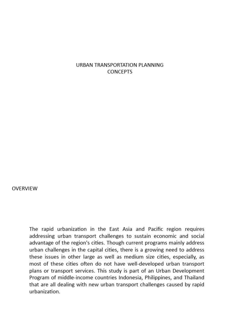 Urban Transportation Planning Concepts | PDF