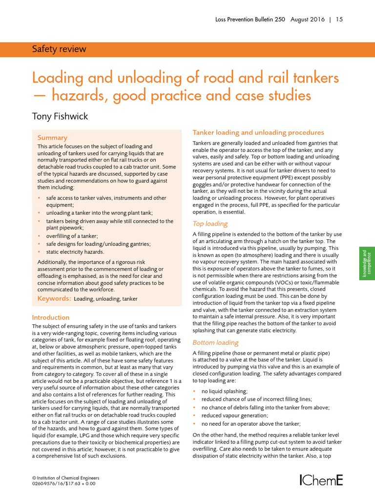 Tanker Loading and Unloading Safety Guide | PDF | Oil Tanker | Pipeline ...