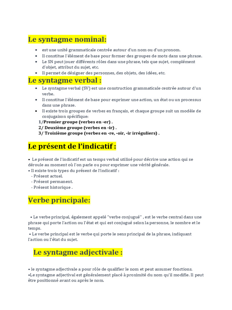 Types de syntagmes en français | PDF | Arts du langage et discipline