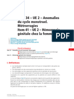 04 Items 034 Et 041 Anomalies Du Cycle Menstruel, Métrorragies, Hémorragie Génitale Chez La Femme - Collège Gynéco 18