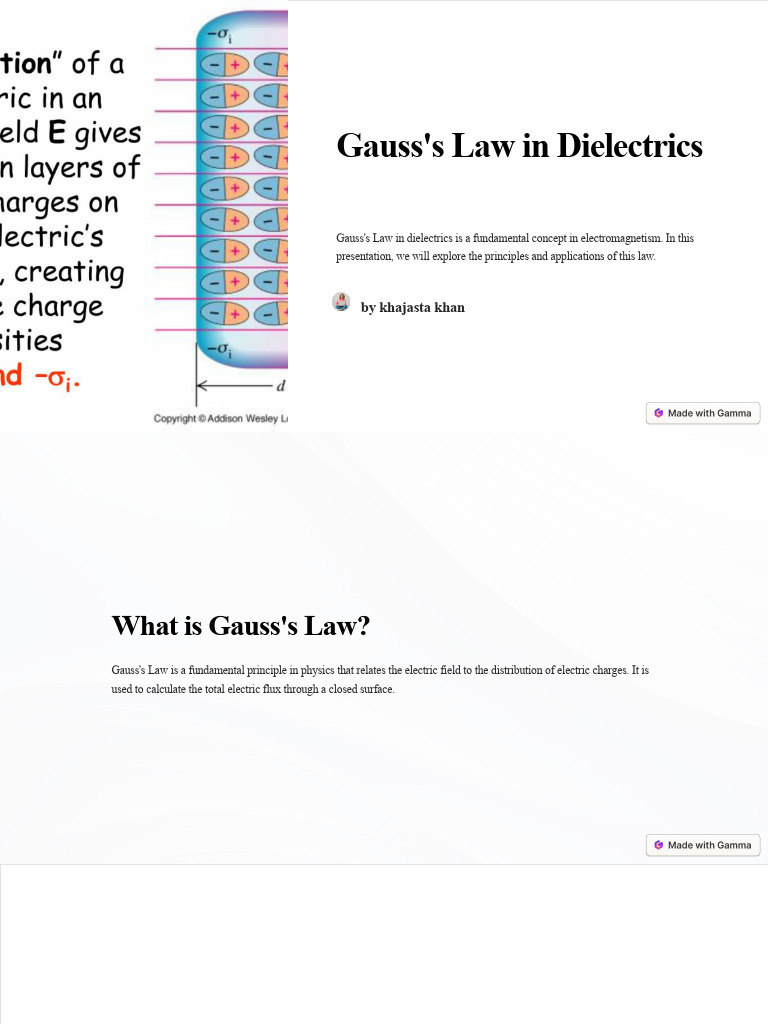 Gausss Law in Dielectrics | PDF | Teaching Methods & Materials ...