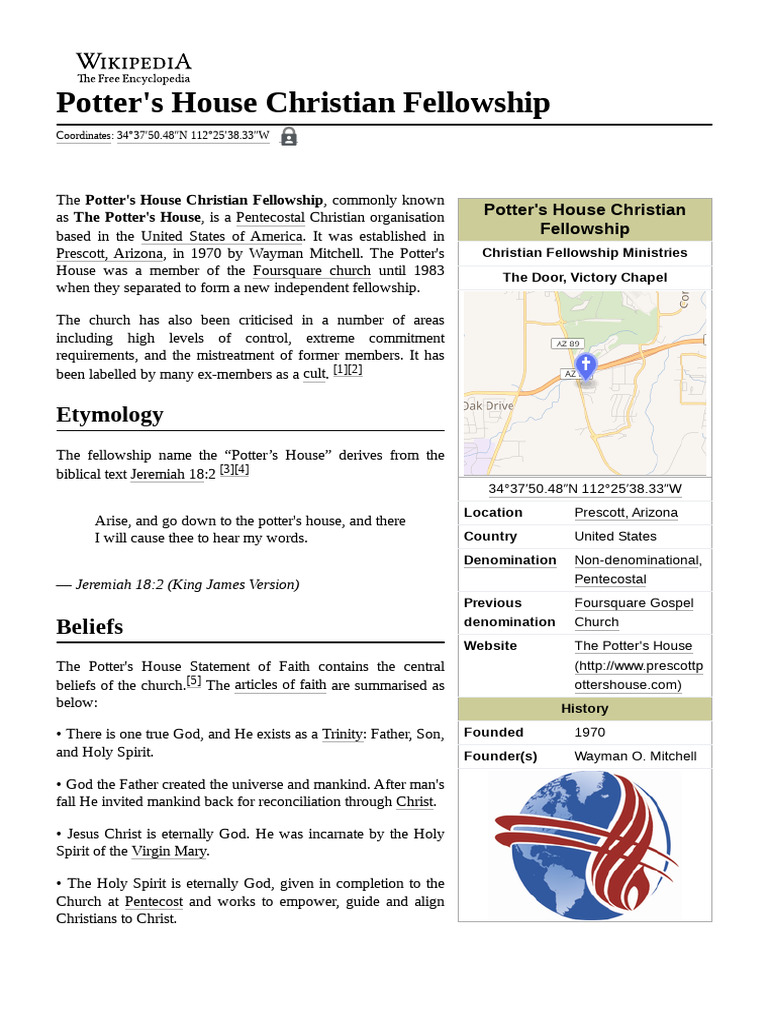 Potter's House Christian Fellowship PDF Theology Abrahamic Religions