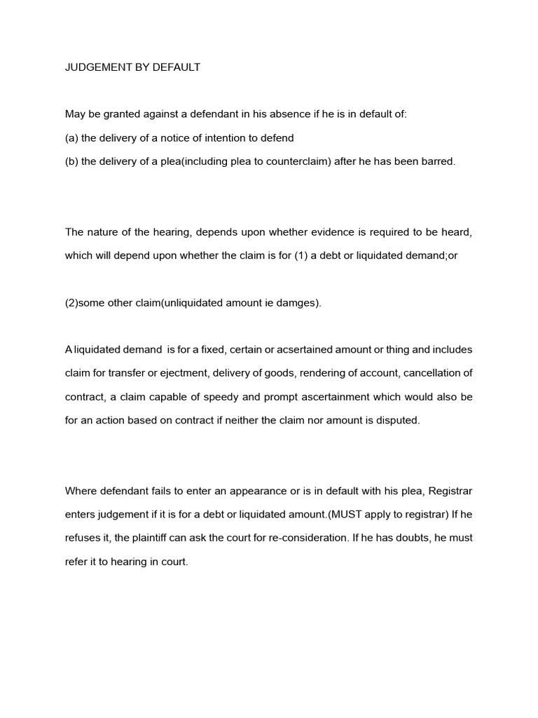 JUDGEMENT BY DEFAULT PDF Damages Judgment (Law)