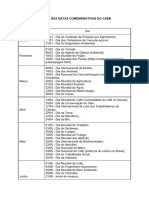 Datas Comemorativas CAEB