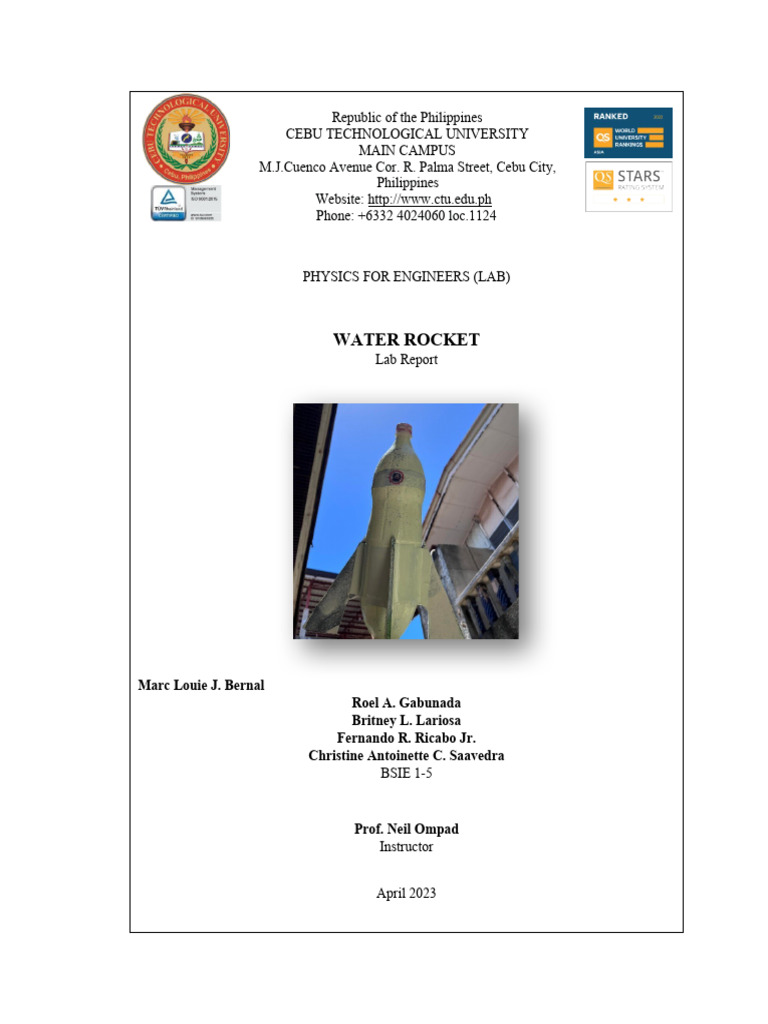 Water Rocket Lab Report and Instructions | PDF | Rocket | Force
